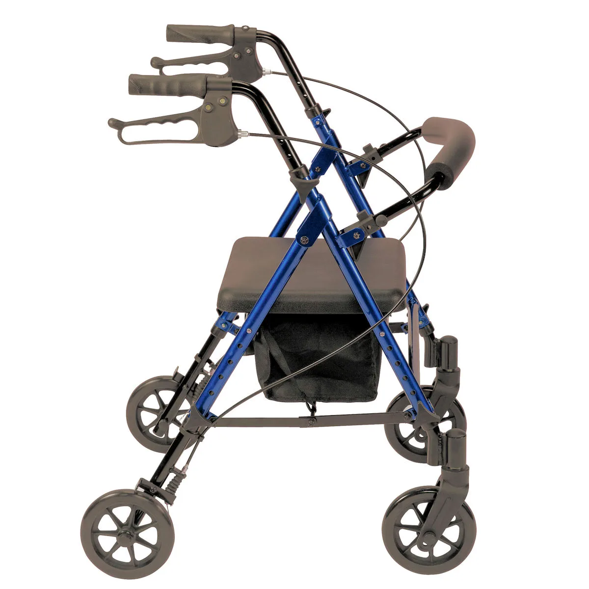 Adjustable Seat Height Rollator in Blue Side View.jpg